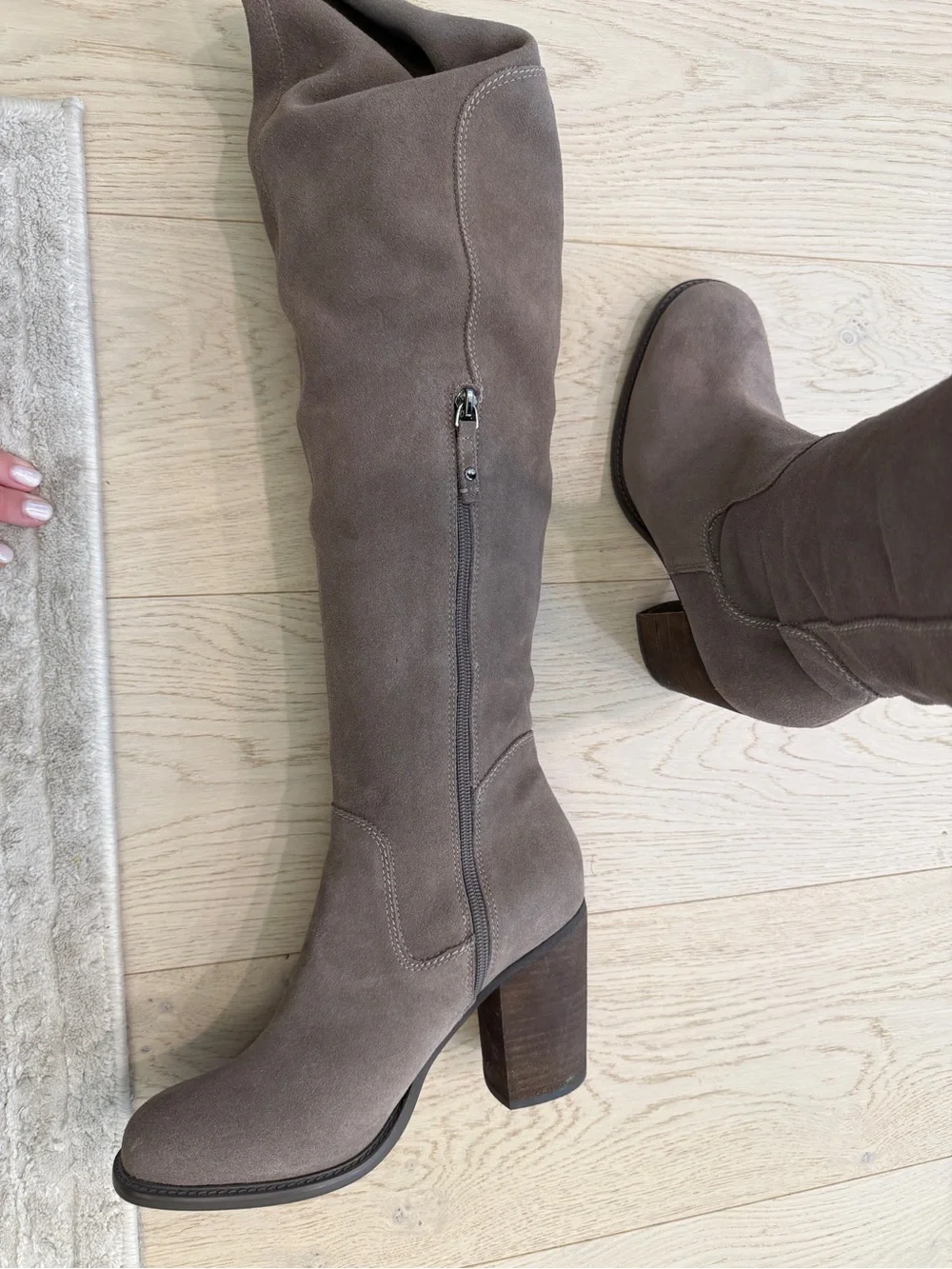 Kelsi Dagger Over-the-Knee Suede Boots in Brown/Grey